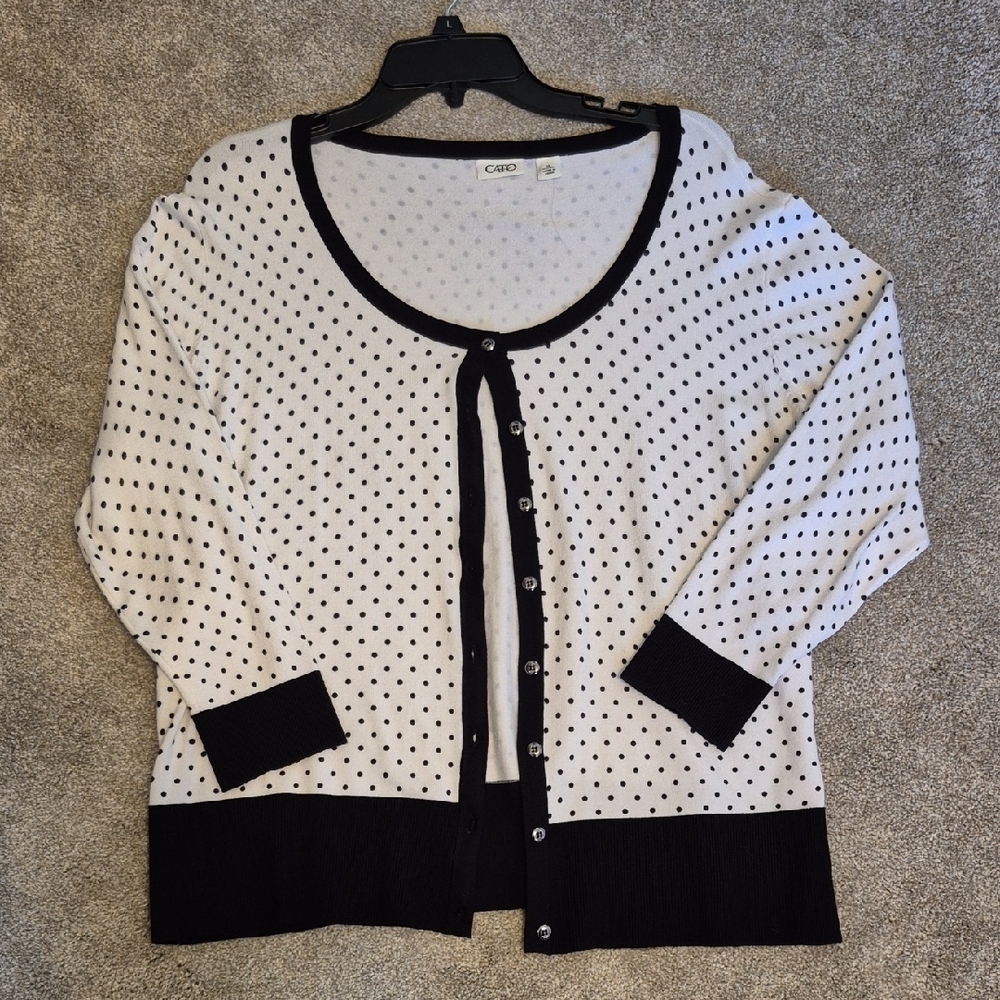 Cato Women's Black and White Polka Dot Sweater